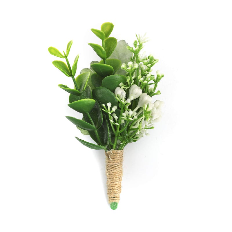 YSUCAU Handcrafted Eucalyptus Boutonniere with Pin for Men Wedding, Groom and Best Man Artificial Greenery Boutineers for Wedding Prom Party Anniversary Man Suit Decoration - Image 2